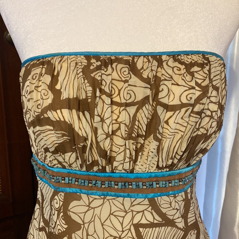 Tropical Strapless Silk Dress - Picture 2 of 14